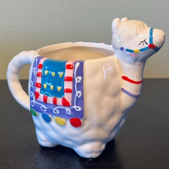 Llama / Alpaca Hand Painted Ceramic Mug / Planter ~ Home Decor ~ Animal Lover - Picture 10 of 16
